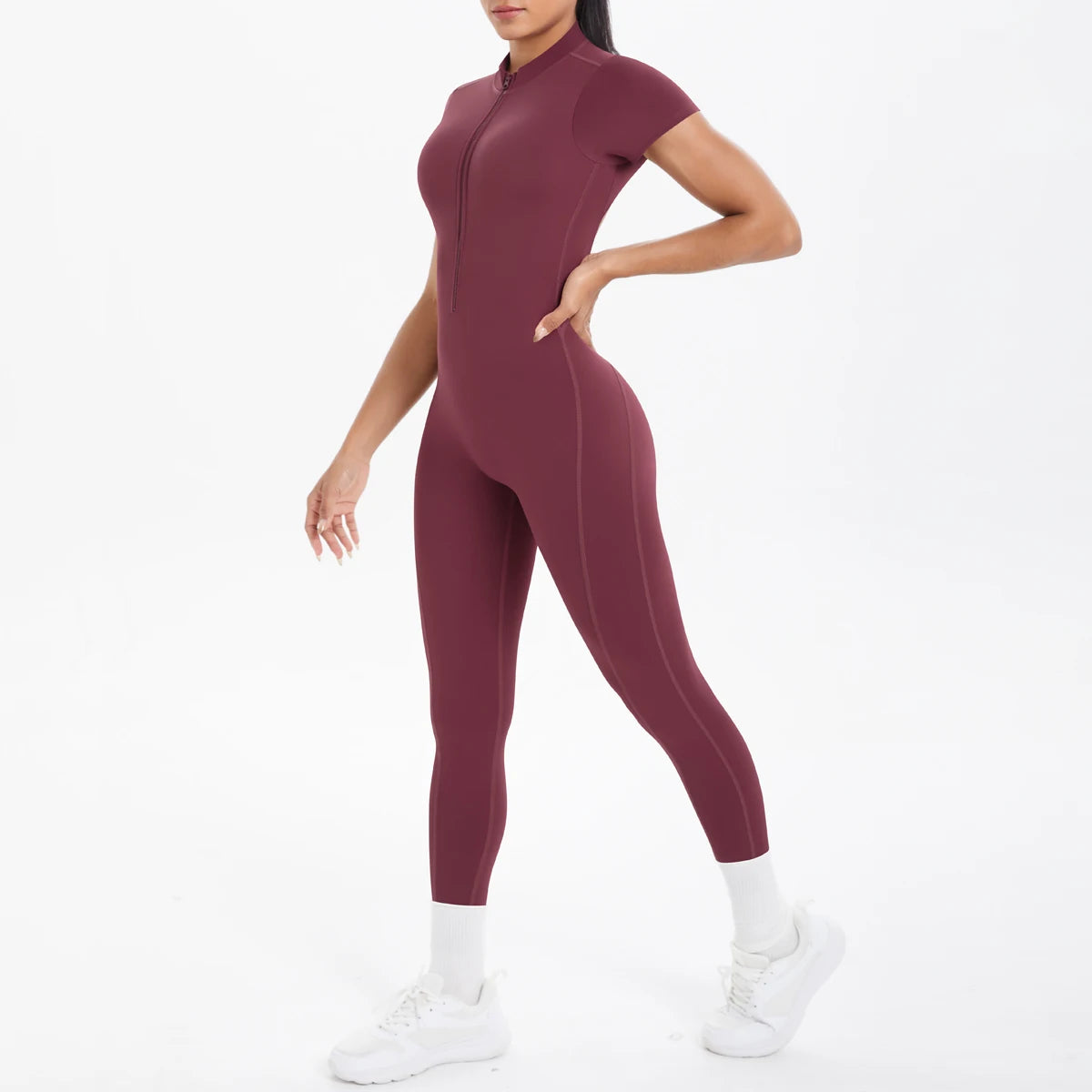 Hamidou Women's Short Sleeve Fitness Jumpsuit Backless Bodysuit
