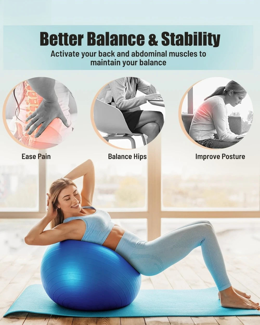 Explosion Proof Anti Slip Yoga Ball For Core Stability