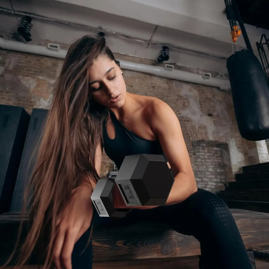 XMSJ Rubber Coated Hex Dumbbell Set With Storage Rack