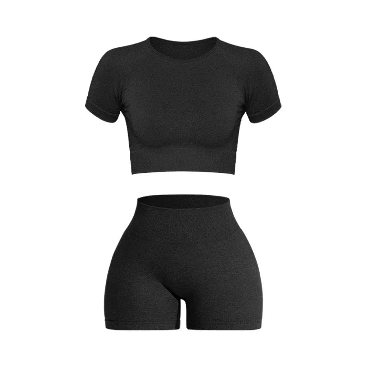 Want Move Women's Seamless Ribbed Knit Yoga Set 2pc