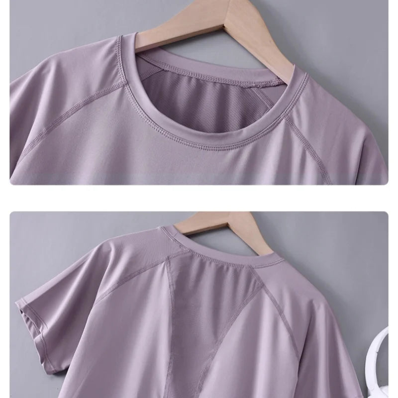 DRURCN Women's Yoga Top Breathable Quick Dry Short Sleeve Shirt