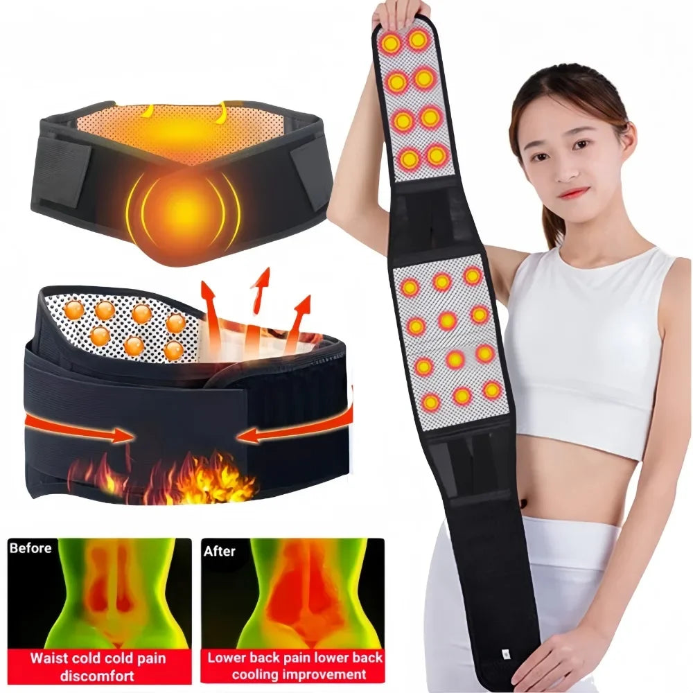 Adjustable Tourmaline Self Heating Magnetic Therapeutic Back Support Belt LumbarSpine