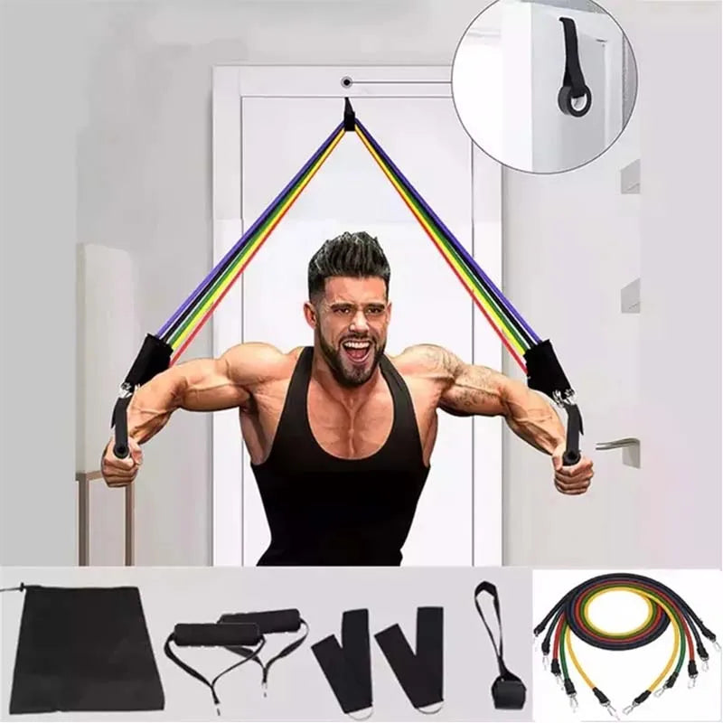 Bodybuilding Resistance Bands 100 LBS Set For Strength Training