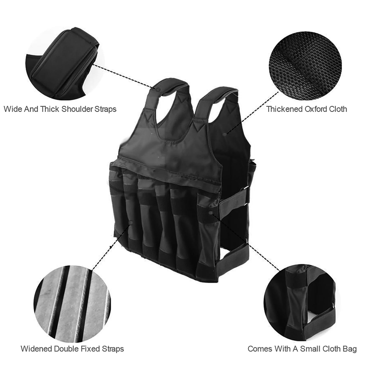 LIXADA 50kg Weight Vest For Strength Training Adjustable