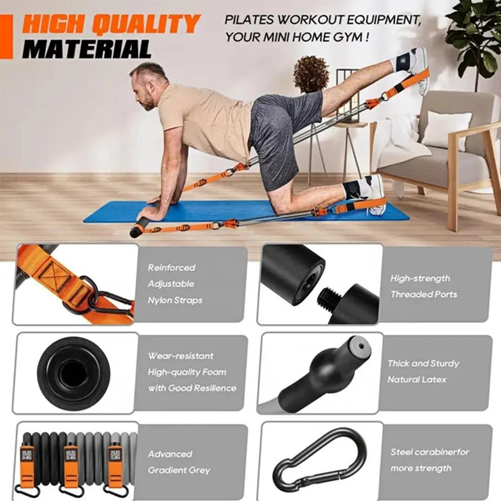 Pilates Bar Kit With Resistance Bands Multifunctional Portable Home Gym Equipment Set