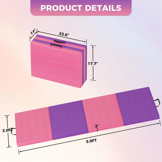 Folding Gymnastics Mat Durable Exercise Pad For Yoga And Pilates