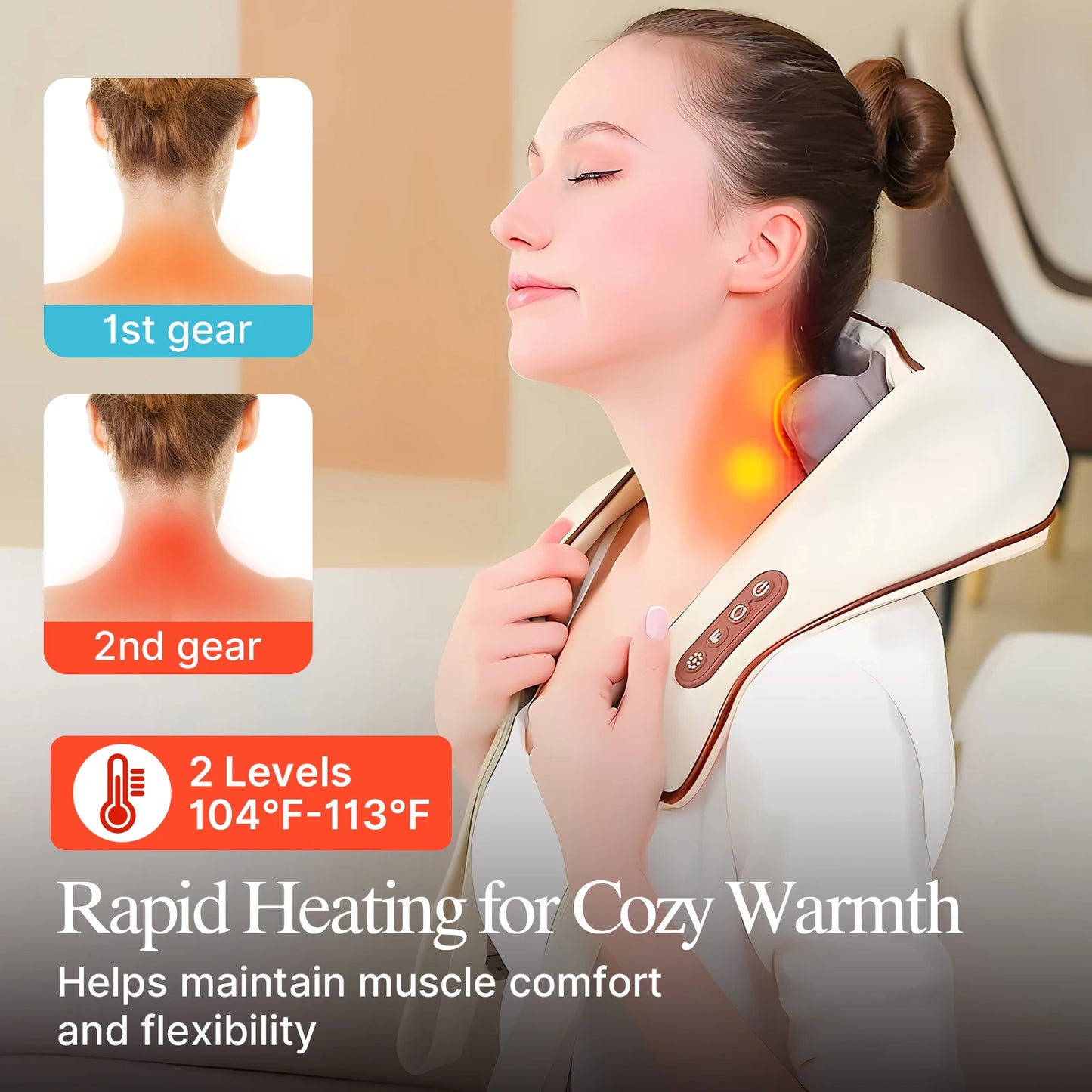 Electronic Neck And Shoulder Massager Cordless Heat For Pain Relief