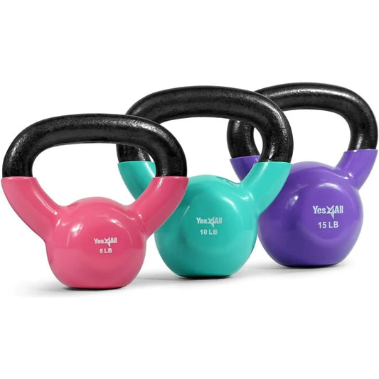 LISM Vinyl Coated Kettlebell Set For Full Body Workout