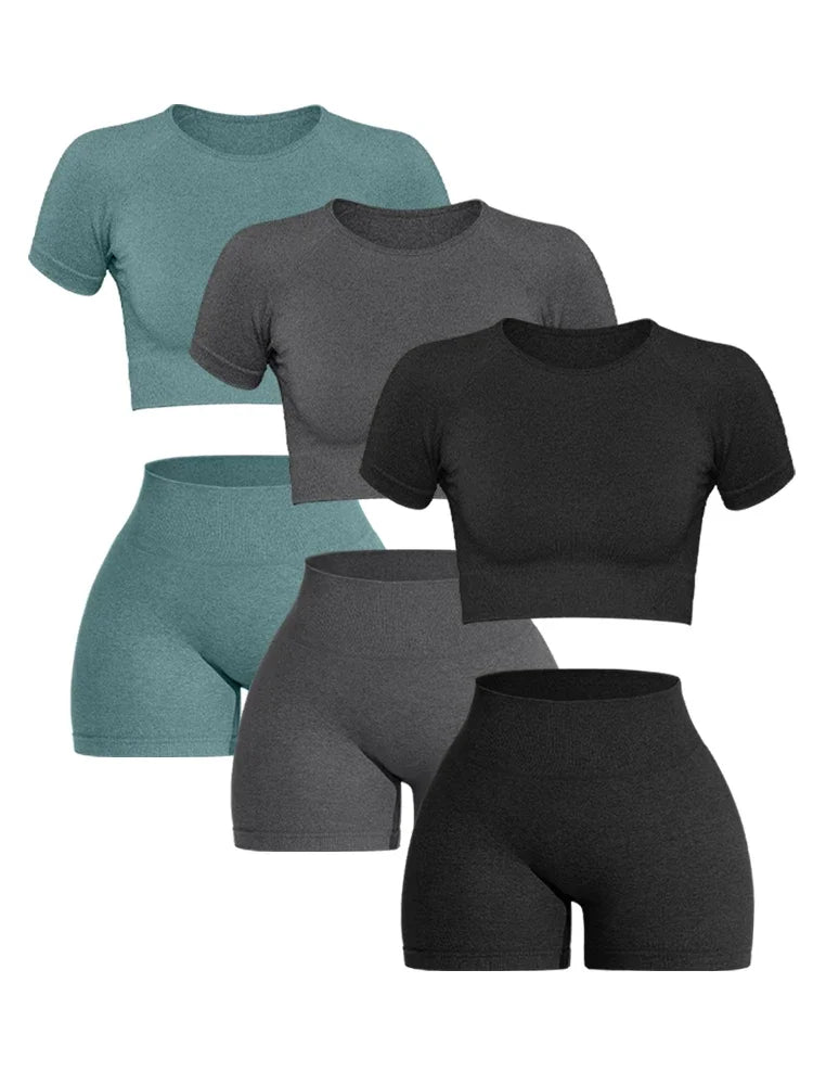 Want Move Women's Seamless Ribbed Knit Yoga Set 2pc