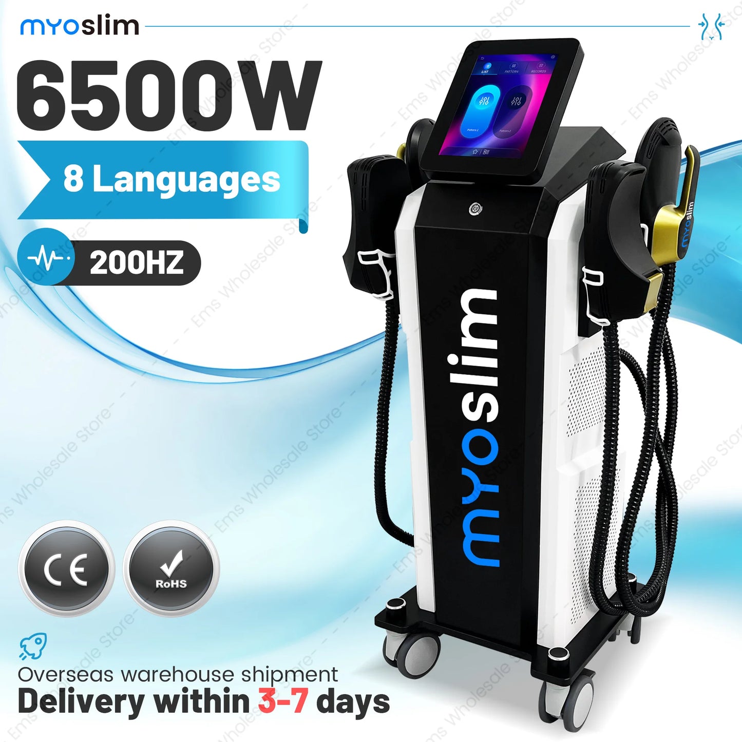 Myoslim 6500W EMS Body Electromagnetic Stimulation Device Hiemt Pro FoldableDisplay