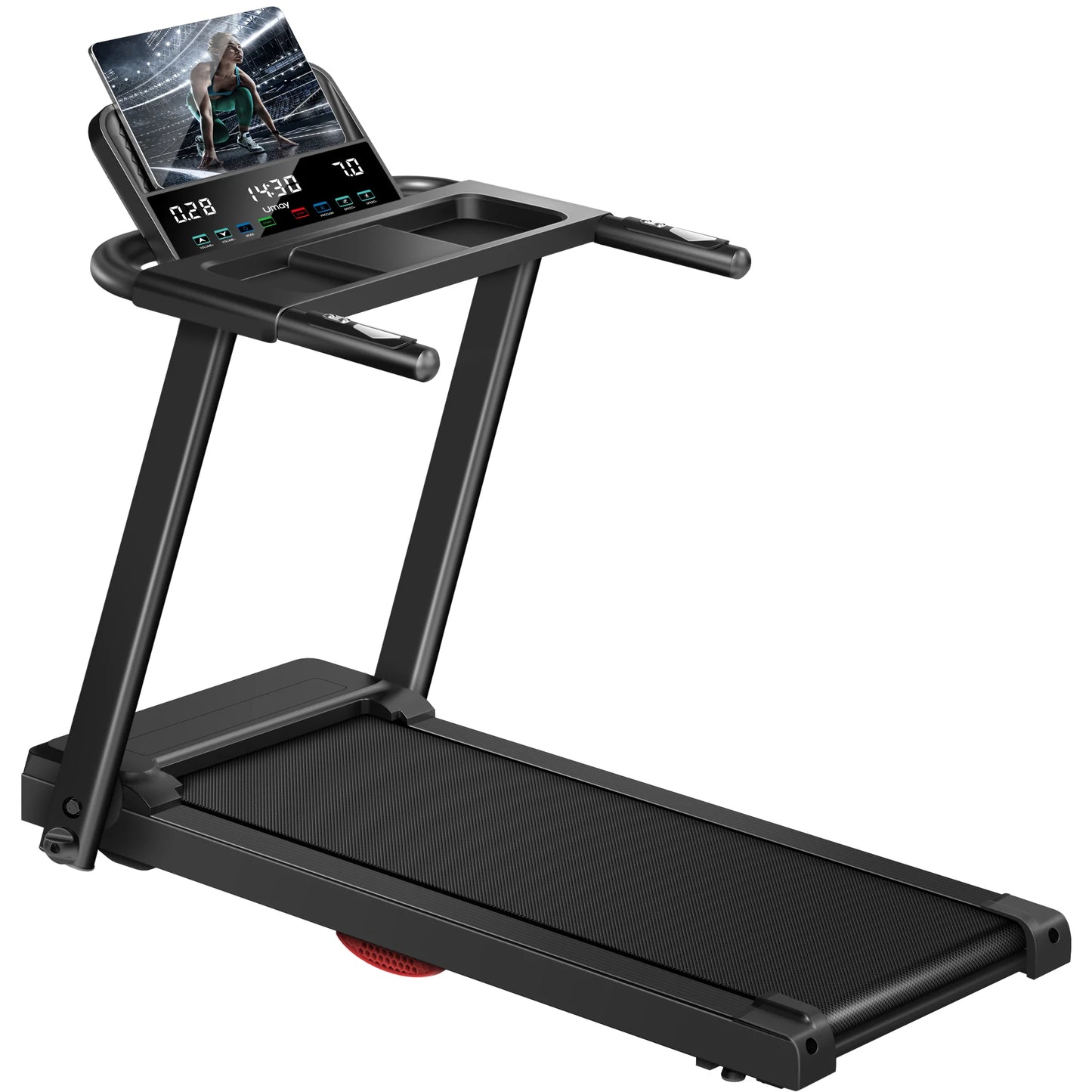 Driving 3.0HP Brushless Foldable Treadmill 300lb Capacity HR Monitor