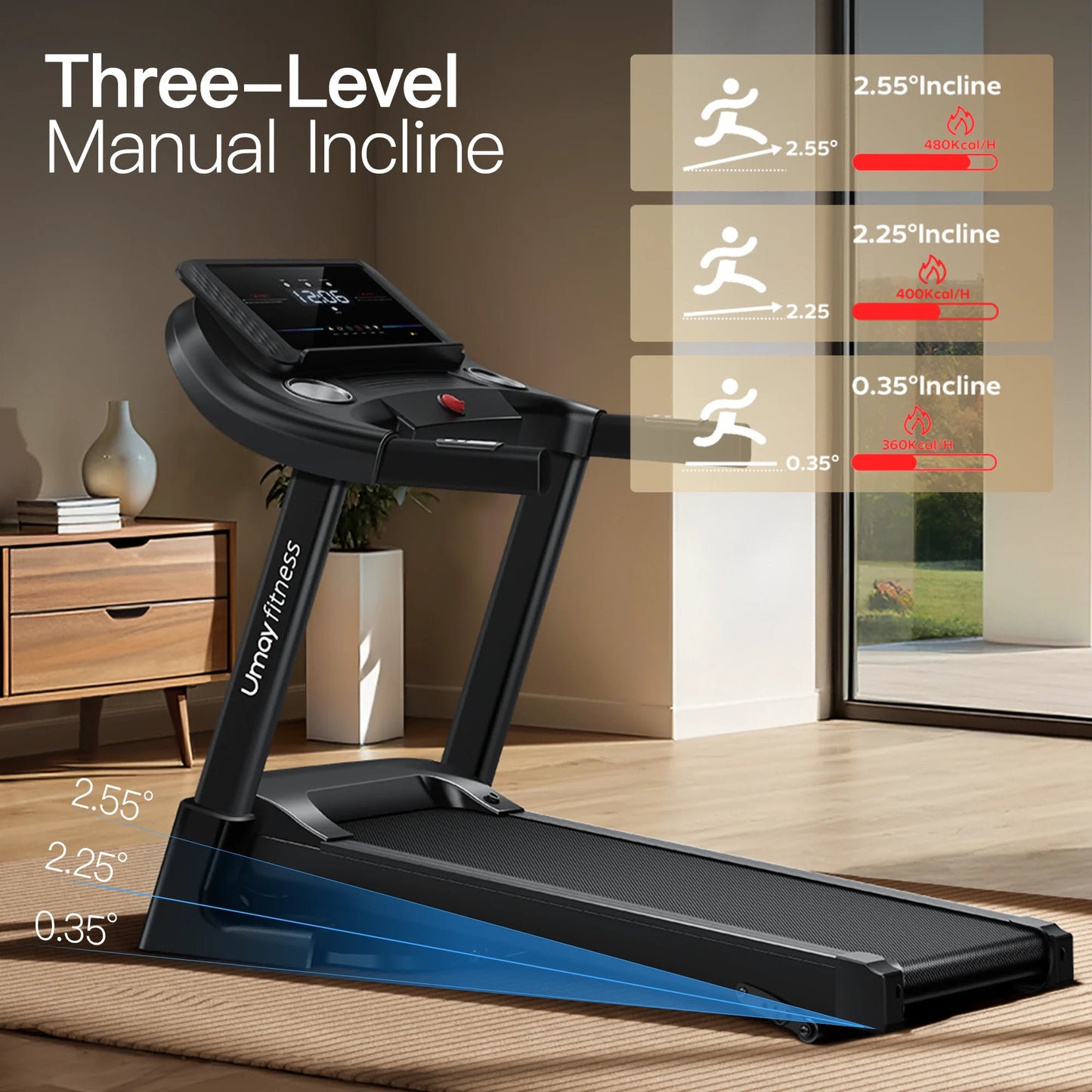 Cursor Fitness Home Folding Incline Treadmill With Pulse Sensors