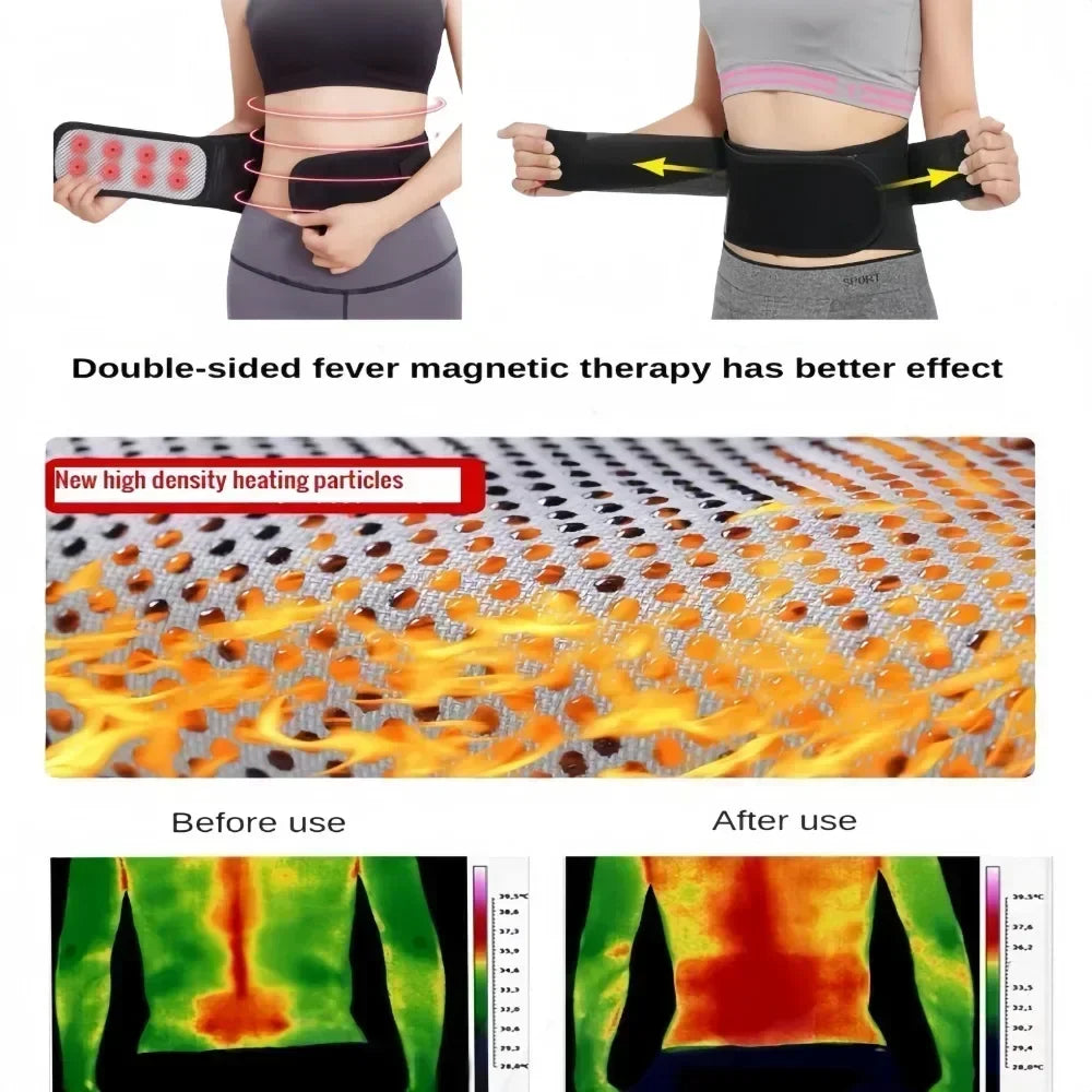 Adjustable Tourmaline Self Heating Magnetic Therapeutic Back Support Belt LumbarSpine