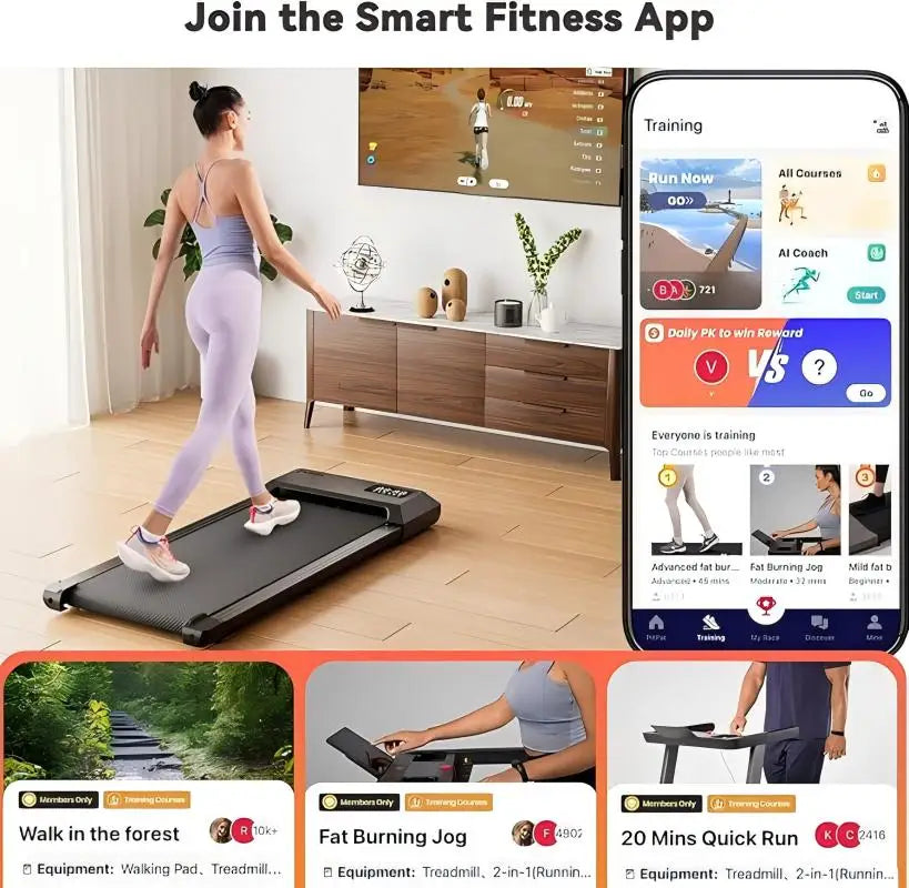 Superun 2in1 Home Office Walking Treadmill With App