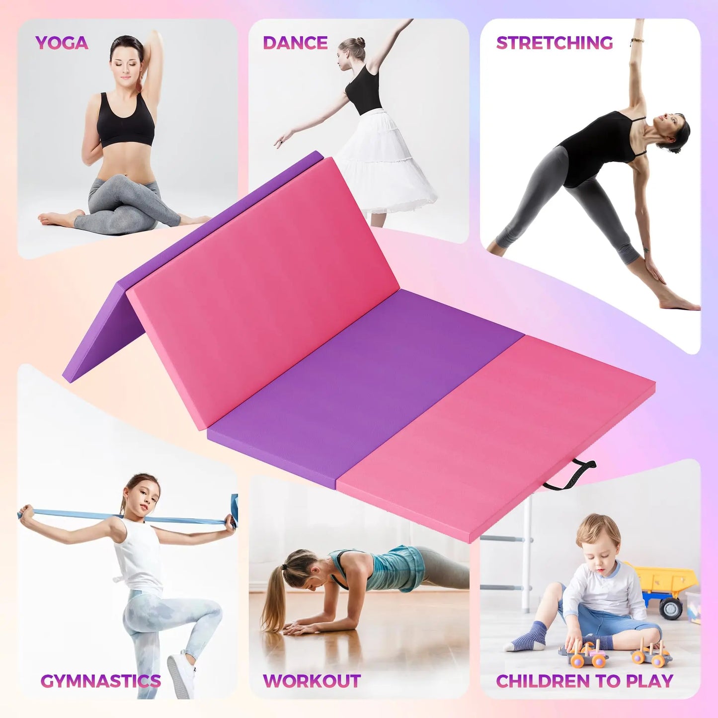 Folding Gymnastics Mat Durable Exercise Pad For Yoga And Pilates