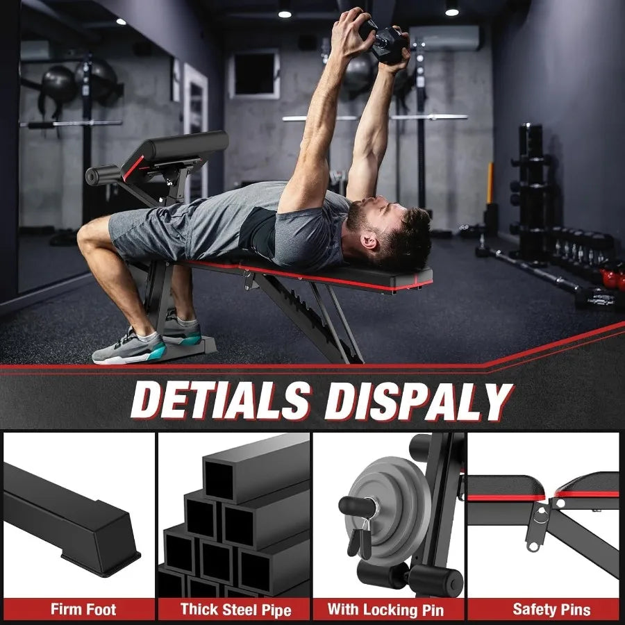 XMSJ Adjustable Weight Bench Press For Home Gym Incline Decline