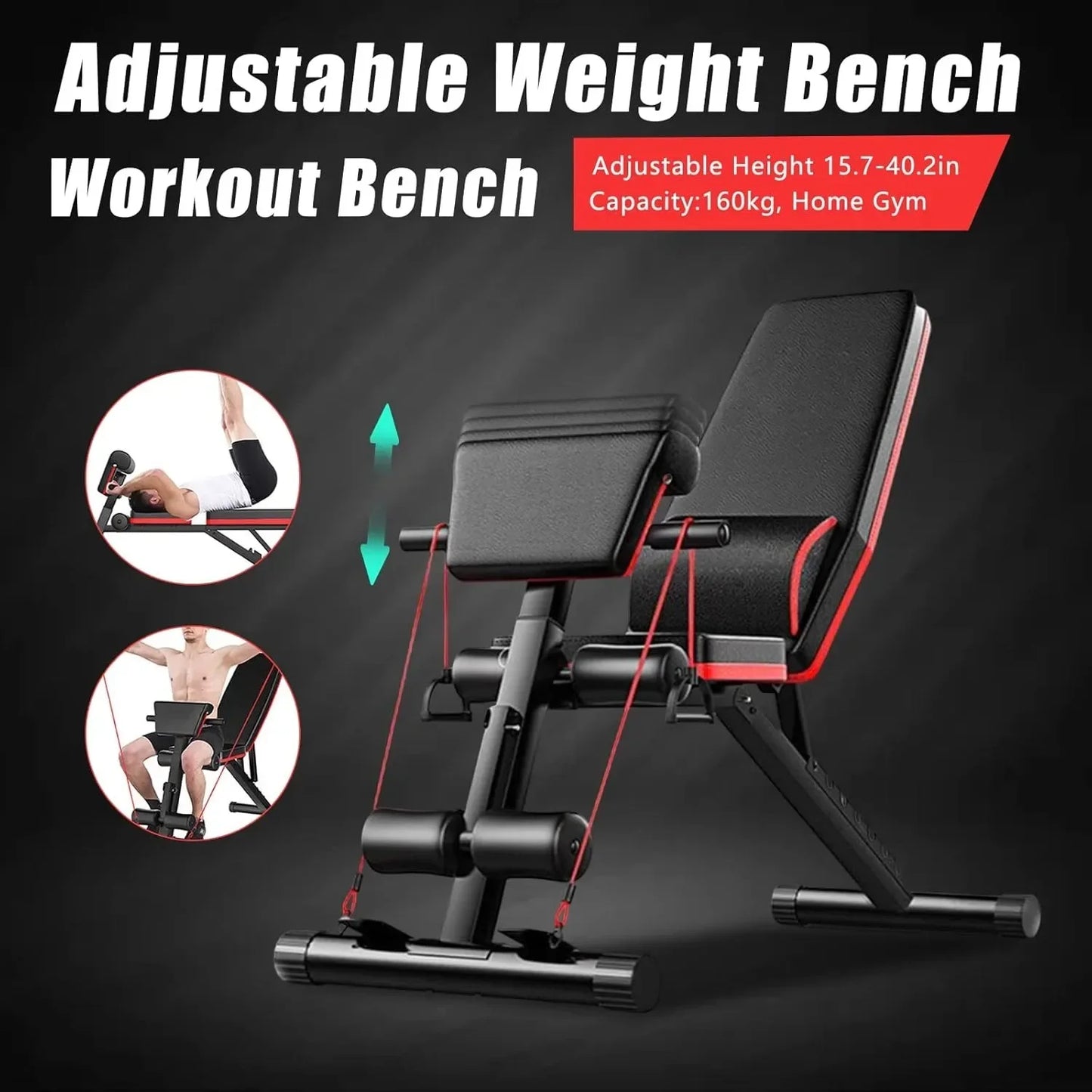 Adjustable Weight Bench For Home Gym With Cushioned Support Bar