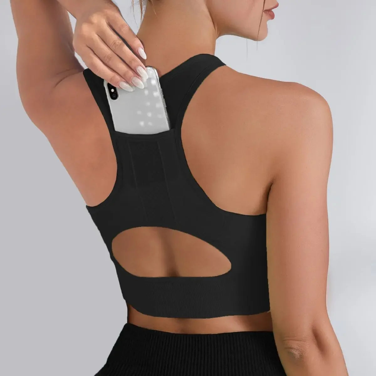 Women's Pocket Anti Shock Yoga Top Quick Dry Running Sportswear