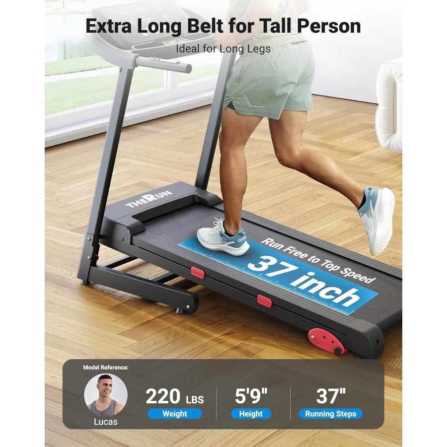 Fold Home Treadmill With Heart Rate Monitoring And Wide Belt