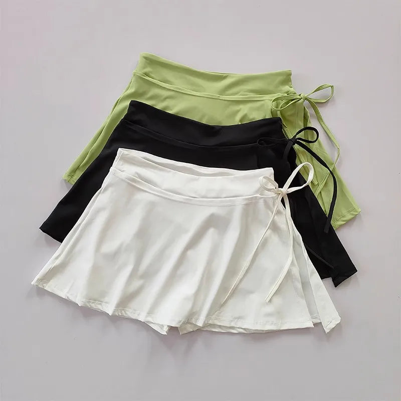 Women 2 In 1 Running Sports Skirt Shorts High Waist