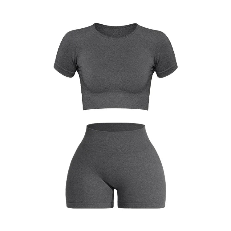 Want Move Women's Seamless Ribbed Knit Yoga Set 2pc