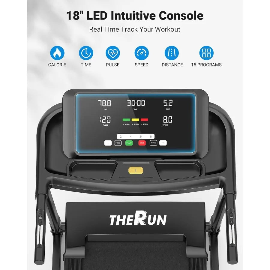 Fold Home Treadmill With Heart Rate Monitoring And Wide Belt