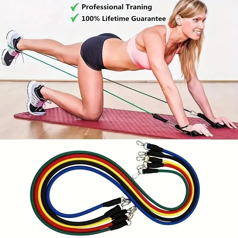 Bodybuilding Resistance Bands 100 LBS Set For Strength Training