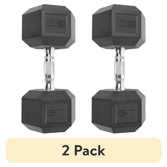 Pair Rubber Coated Hex Dumbbells With Non Slip Grips