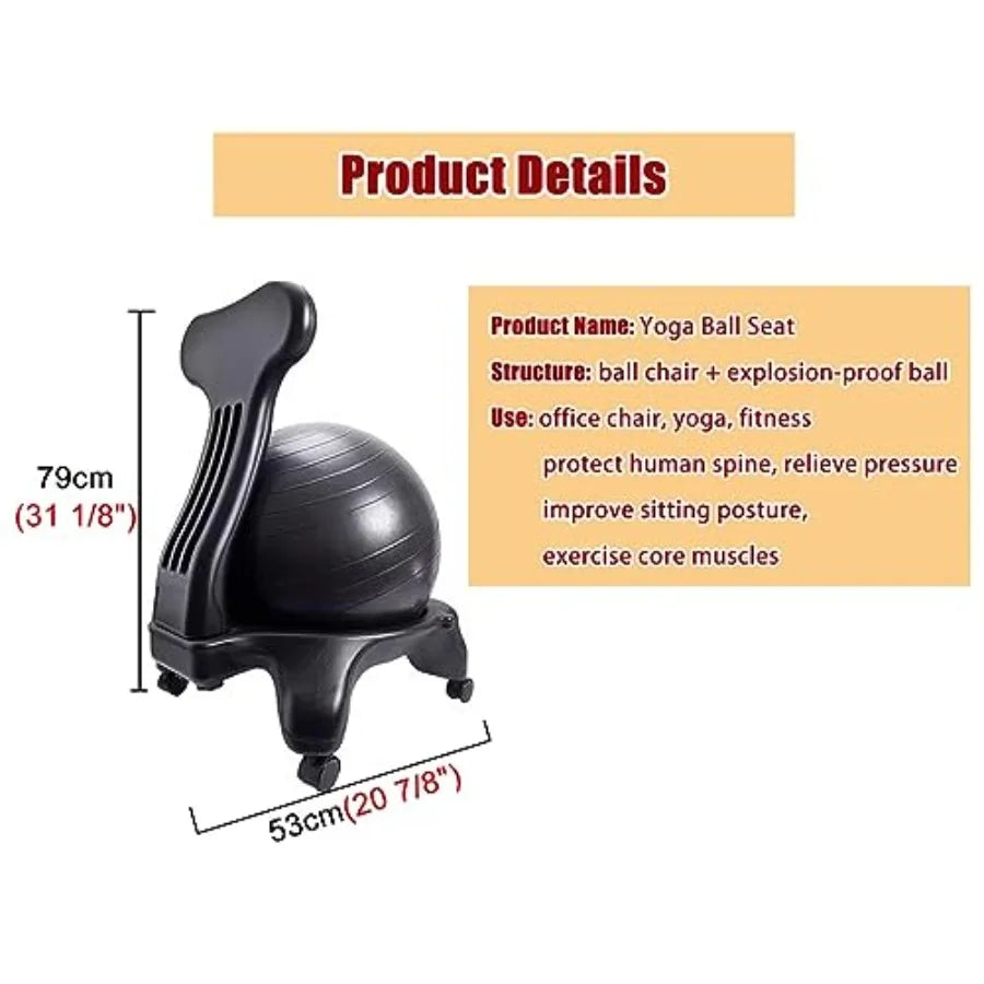 XMSJ Ergonomic Office Yoga Ball Chair With Wheels For Adults